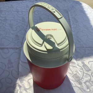 Vintage Straw Hat Pizza Advertising Beverage Red